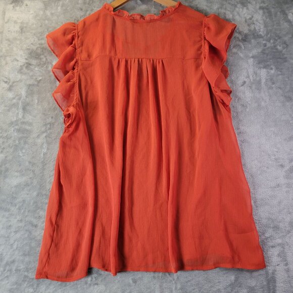 Banana Republic Womens Sleeveless Ruffle‎ Flutter Top Orange Boho Chic Tunic Top - Picture 7 of 7